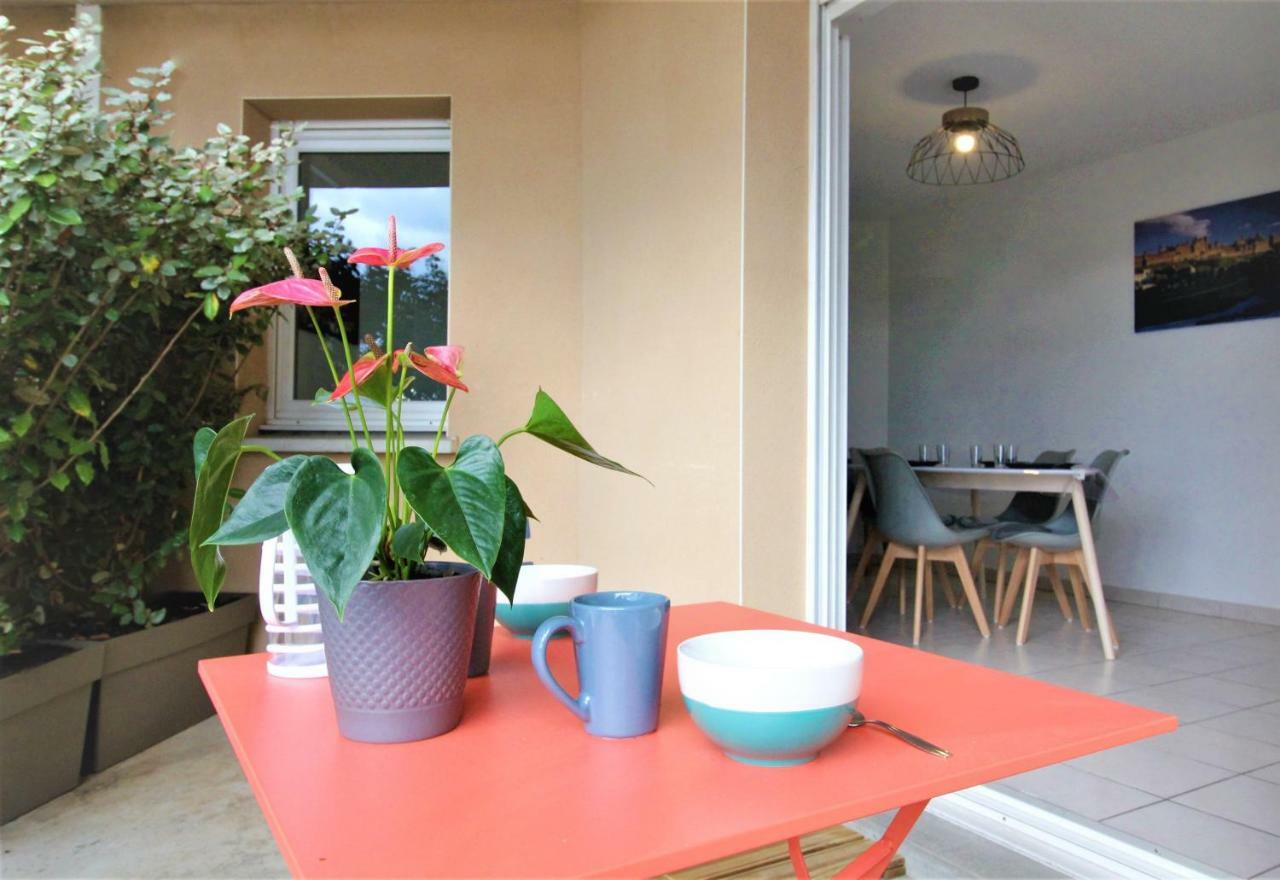 Tout Confort ! Calme, Climatisation, Parking Gratuit, Grande Terrasse, Ascenseur, Wifi Apartment Carcassonne Luaran gambar